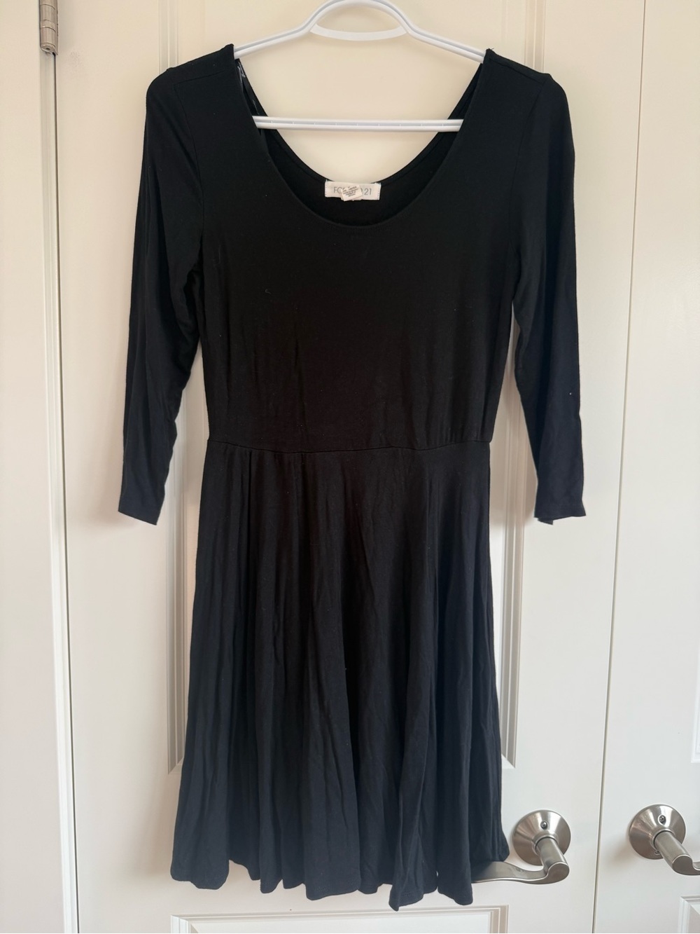 Forever 21 Black Scoop-Neck Fit-and-Flare Mini Dress